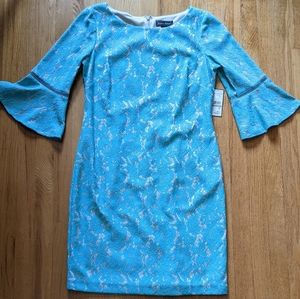 Jessica Howard Teal Lace Blue Dress Bell Sleeves